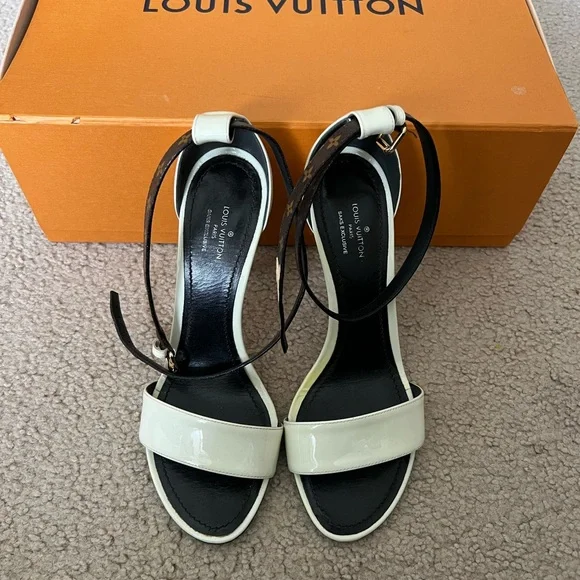 Preowned Womens Louis Vuitton Passenger Heel Sandals Monogram EBENE Sz. 38/US 8. - Picture 3 of 12